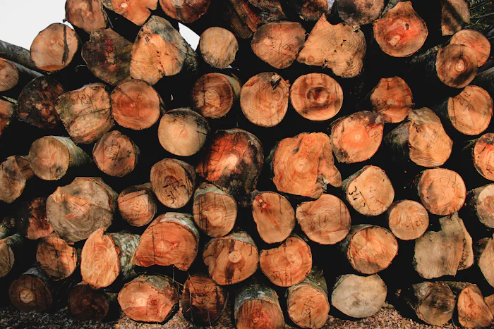 Pile of freshly cut logs
